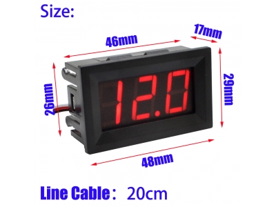 0.56‘‘ 3 Wire DC  0-100V LED Digital Display Voltage Panel Meter Voltmeter(red)