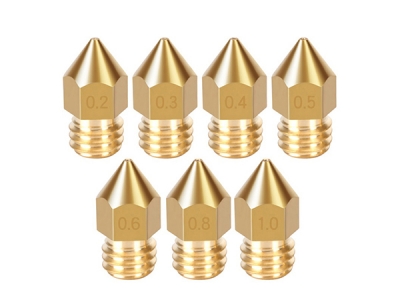 Brass Nozzles Extruder Nozzle Print Head 0.2/0.3/0.4/0.5/0.6/0.8/1.00/1.2mm 3D Printer Part For 3.0mm MK8 Makerbot