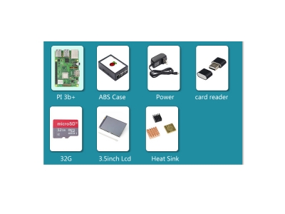 Raspberry Pi 3 Model B+ 3.5 inch Touchscreen LCD + ABS Case + 32GB SD Card + 3A Power Adapter + Heatsinks + HDMI for RPI 3B Plus